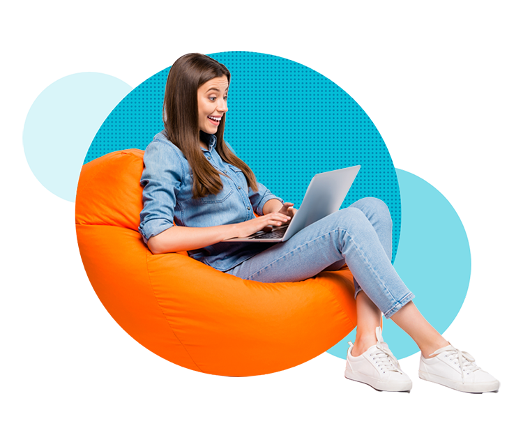 Woman-on-beanbag-working-on-laptop-quick-and-quality-elearning